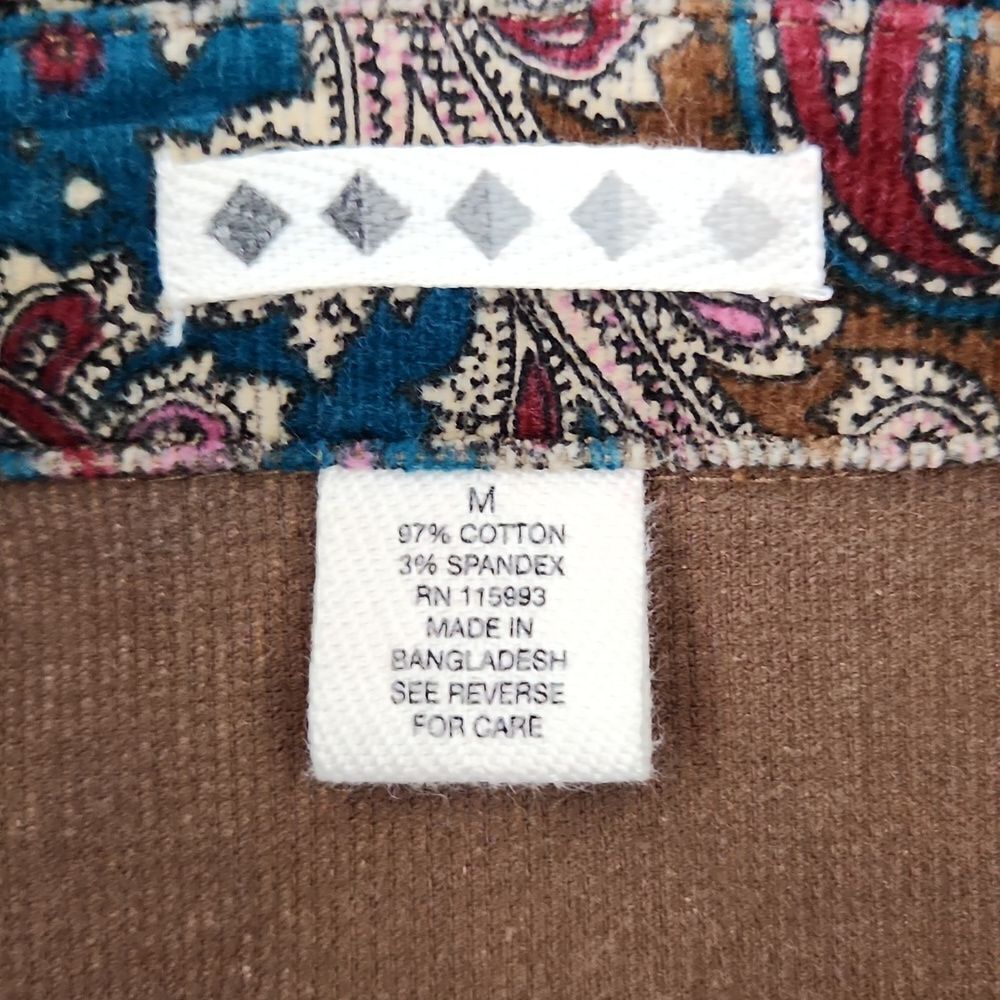*Paisley Print Jacket Women’s Medium Brown Blue Button Front Stretch Blazer Boho - Picture 5 of 13